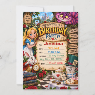 Whimsical Tea Party Birthday Invitation