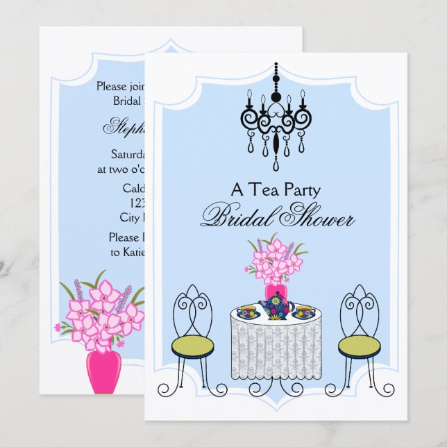 Whimsical Tea Party Invitation (Front/Back)