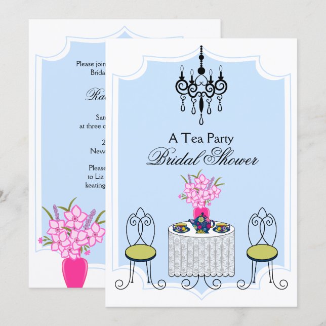 Whimsical Tea Party Invitation - Customised V2 (Front/Back)