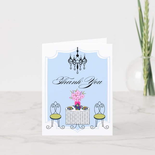 Whimsical Tea Party Thank You Card (Front)