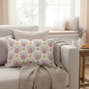 Whimsical Tea Time Doodle Throw Pillow