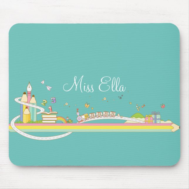 Whimsical Teacher's Scene Personalised Mouse Pad (Front)
