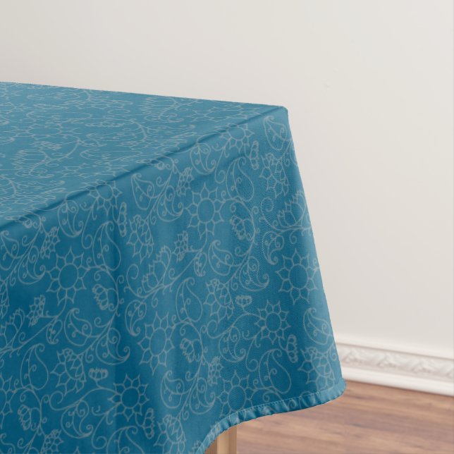 Whimsical Teal Harvest Tablecloth (In Situ)