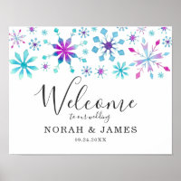 Whimsical Teal Purple Winter Wedding Welcome
