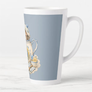 Whimsical Teapot Mouse Cottagecore Blooms Latte Mug