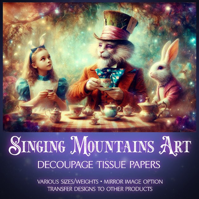 Whimsical Teatime In Wonderland Decoupage Tissue Paper (Creator Uploaded)