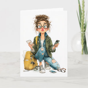 Whimsical Tech-Overload Girl Chaos Invitation