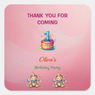 Whimsical Teddy Bear 1st Birthday Stickers