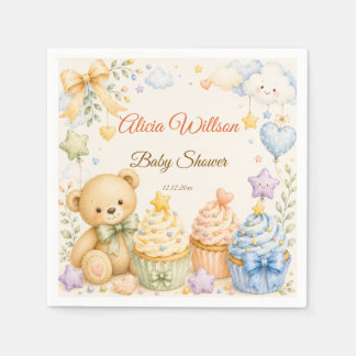 Whimsical Teddy Bear Baby Shower Napkin