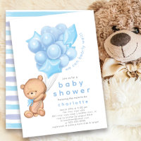 Whimsical Teddy Boys Baby Shower  Invitation