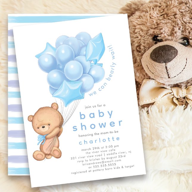 Whimsical Teddy Boys Baby Shower  Invitation (Creator Uploaded)