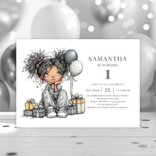 Whimsical Teen Girl 10th Birthday Gold Chic invite