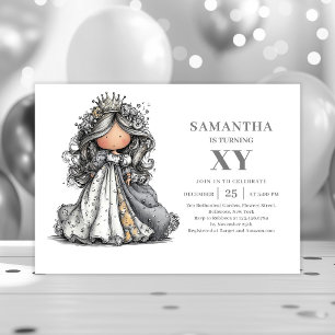 Whimsical Teen Girl Birthday Modern Gold invitatio Invitation