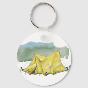 Whimsical Tent Illustration Keychain