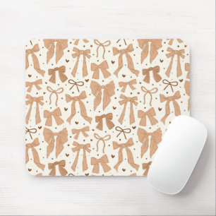 Whimsical Terracotta Bows Pattern Mouse Pad