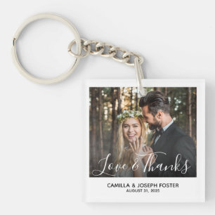 Whimsical Thank You Photo Wedding Favour Key Ring