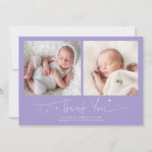 Whimsical Thank You Script Violet Birth Announcement