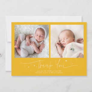 Whimsical Thank You Script Yellow Birth Announcement