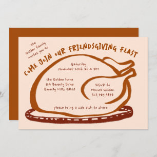 Whimsical Thanksgiving Friendsgiving Dinner Custom Invitation