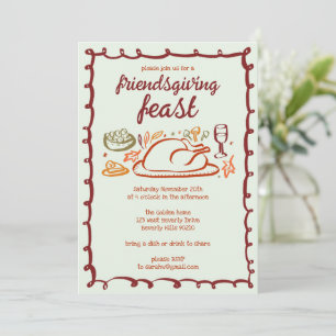 Whimsical Thanksgiving Friendsgiving Dinner Custom Invitation