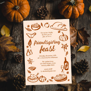 Whimsical Thanksgiving Friendsgiving Dinner Custom Invitation