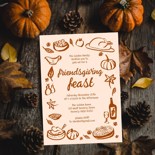 Whimsical Thanksgiving Friendsgiving Dinner Custom Invitation (Whimsical Thanksgiving Friendsgiving Dinner Custom Invitation
)