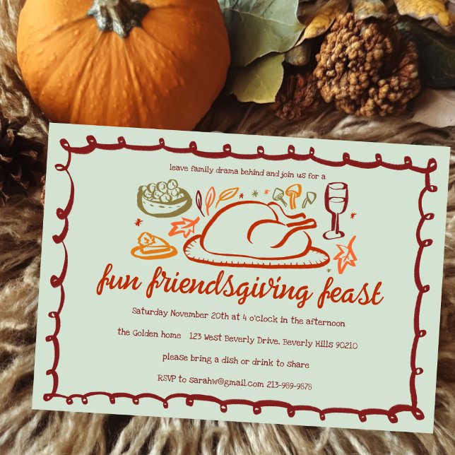 Whimsical Thanksgiving Friendsgiving Dinner Custom Invitation (Whimsical Thanksgiving Friendsgiving Dinner Custom Invitation
)