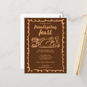 Whimsical Thanksgiving Friendsgiving Dinner Custom Postcard