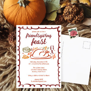 Whimsical Thanksgiving Friendsgiving Dinner Custom Postcard