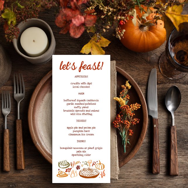 Whimsical Thanksgiving Friendsgiving Holiday CUSTO Menu (Whimsical Thanksgiving Friendsgiving Holiday CUSTOM Autumn  Menu
)