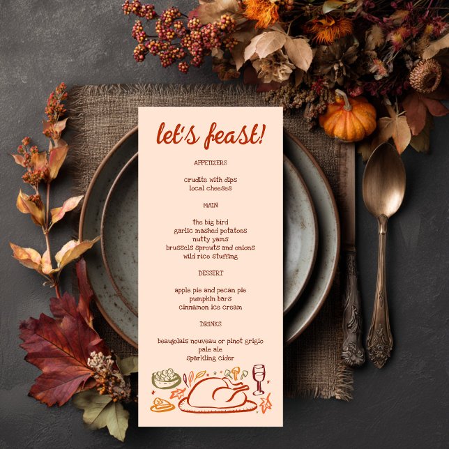 Whimsical Thanksgiving Friendsgiving Holiday CUSTO Menu (Whimsical Thanksgiving Friendsgiving Holiday CUSTOM Autumn Menu
)