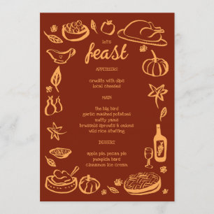 Whimsical Thanksgiving Friendsgiving HolidayCUSTOM Menu