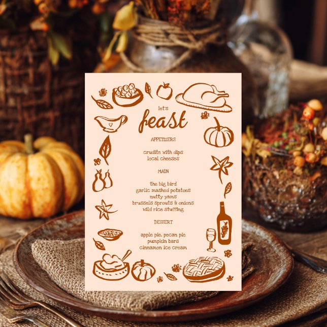 Whimsical Thanksgiving Friendsgiving HolidayCUSTOM Menu (Whimsical Thanksgiving Friendsgiving HolidayCUSTOM Menu
)