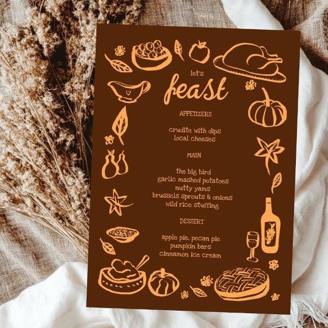 Whimsical Thanksgiving Friendsgiving HolidayCUSTOM Menu (Whimsical Thanksgiving Friendsgiving Holiday CUSTOM Menu
)