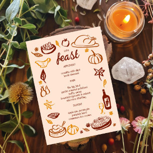 Whimsical Thanksgiving Friendsgiving HolidayCUSTOM Menu