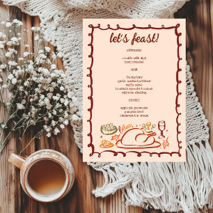 Whimsical Thanksgiving Friendsgiving HolidayCUSTOM Menu
