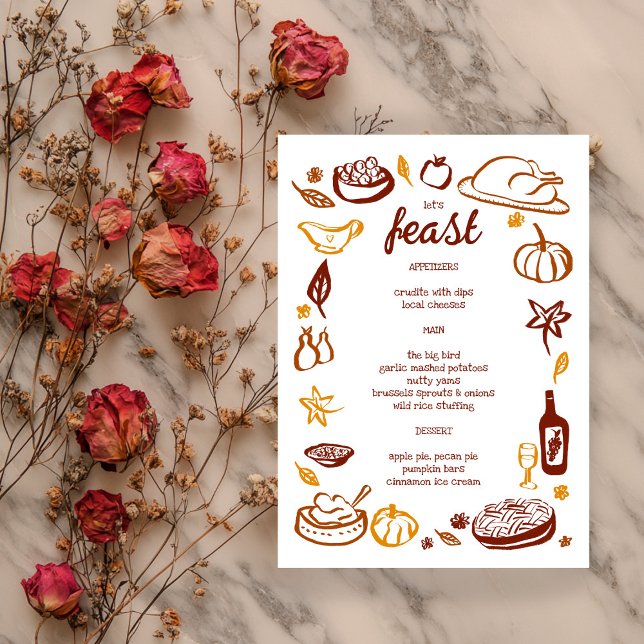 Whimsical Thanksgiving Friendsgiving HolidayCUSTOM Menu (Whimsical Thanksgiving Friendsgiving HolidayCUSTOM Menu
)