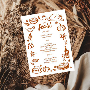 Whimsical Thanksgiving Friendsgiving HolidayCUSTOM Menu