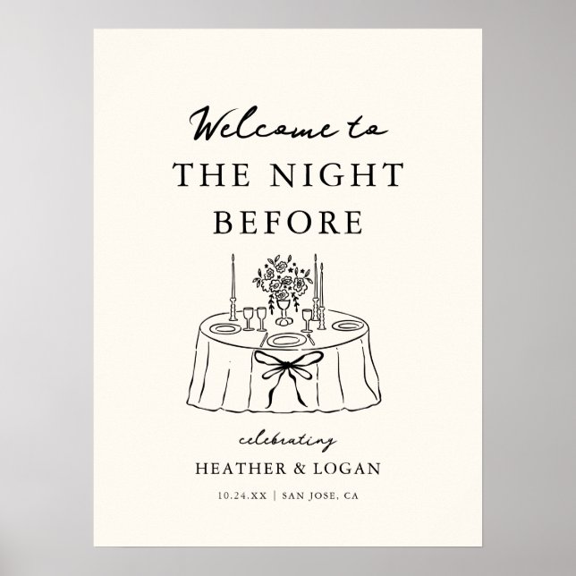 Whimsical The Night Before Rehearsal Dinner Poster (Front)