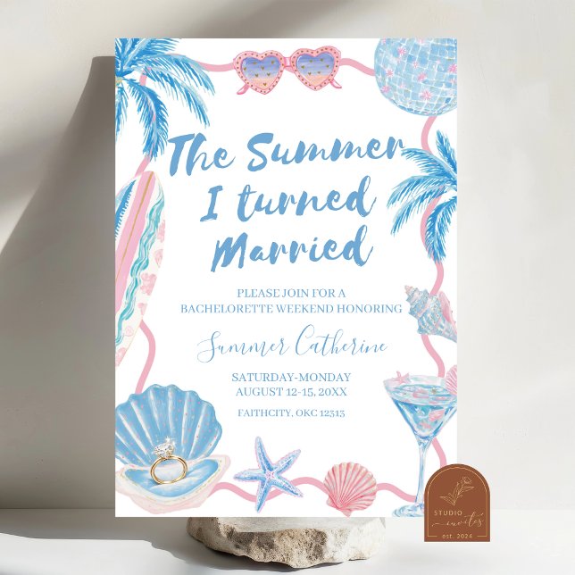 Whimsical The Summer I turned Married Bachelorette Invitation (Creator Uploaded)