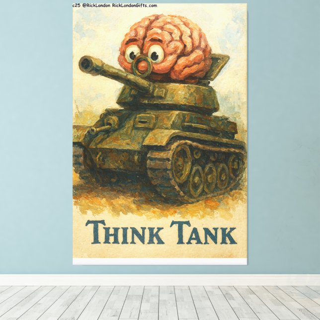 Whimsical Think Tank Cartoon Design Canvas Print (Insitu(Wood Floor))