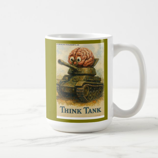 Whimsical Think Tank Cartoon Design Coffee Mug (Right)