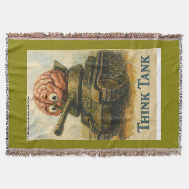 Whimsical Think Tank Cartoon Design Throw Blanket (Front)