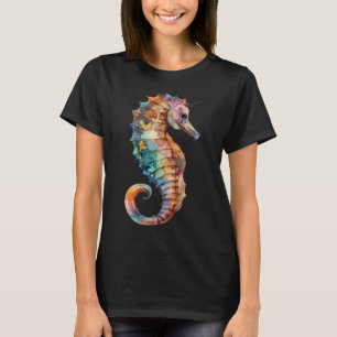 Whimsical Tide: A Seahorse's Ballet T-Shirt