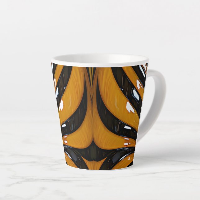  Whimsical Tiger Fur Latte Mug (Right Angle)