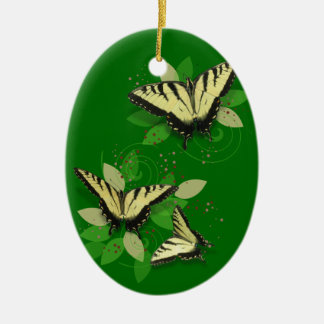 Whimsical Tiger Swallowtail Butterflies Ceramic Tree Decoration