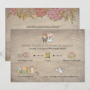 Whimsical Timeline Rustic Animal Bridal Shower Invitation
