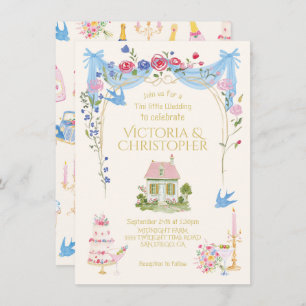 Whimsical Tini little Wedding cottage Invitation