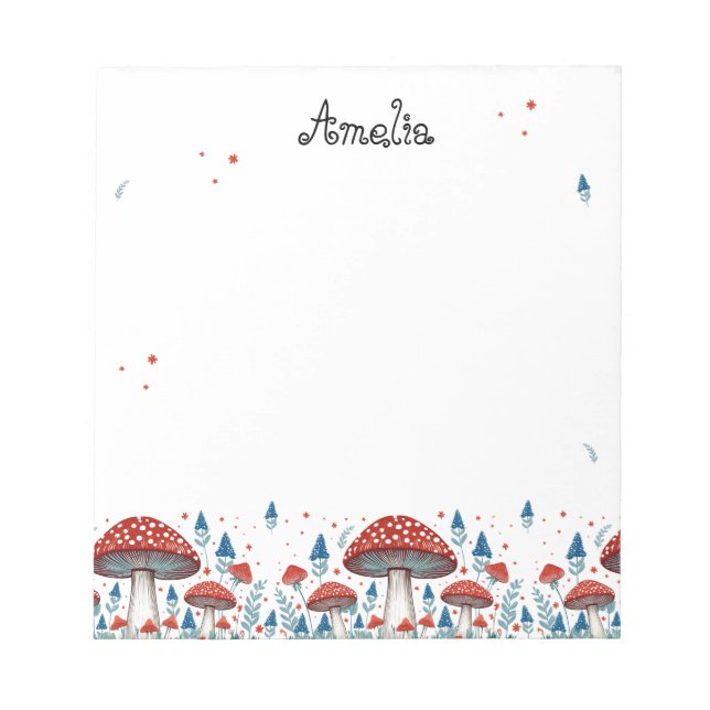 Whimsical Toadstool Personalised Notepad (Front)