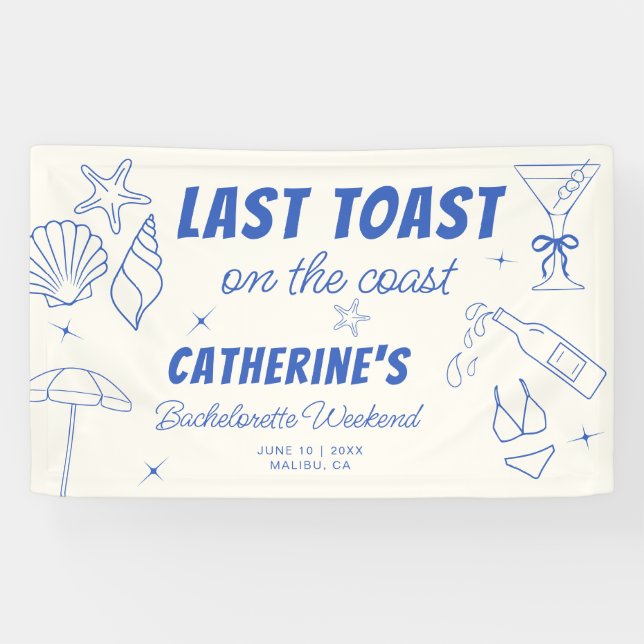 Whimsical Toast on The Coast Bachelorette Party Banner (Horizontal)